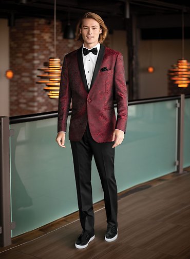 122 APPLE RED ARIES PAISLEY TUXEDO SLIM FIT