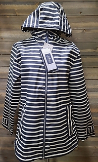 Navy Stripe Rain Jacket Medium