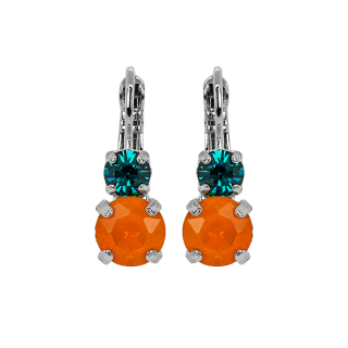 Must-Have Double Stone Leverback Earrings in \"Poppy\" - Rhodium