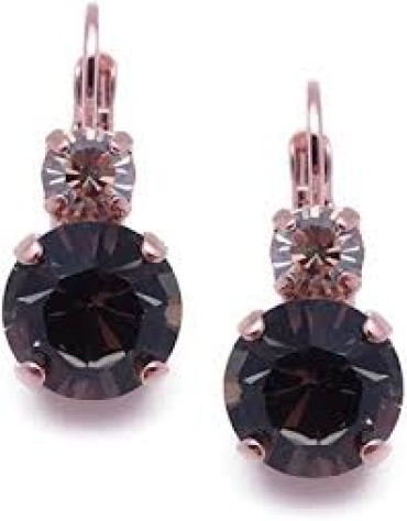 Lovable Double Stone Leverback Earrings in \"Black Orchid\" - Rhod