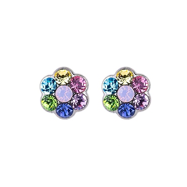 Petite Flower Post Earrings in Rhodium