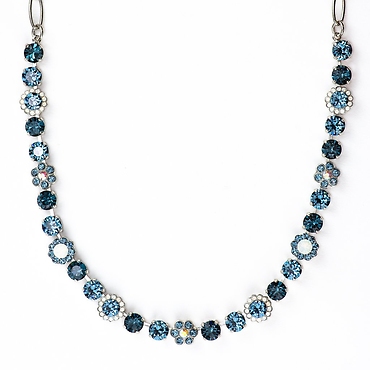 Must-Have Flower Necklace in \"Mood Indigo\" - Rhodium