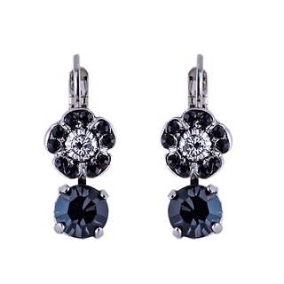 Cosmos Round Dangle Leverback Earrings in \"Black Orchid\" - Rhodi