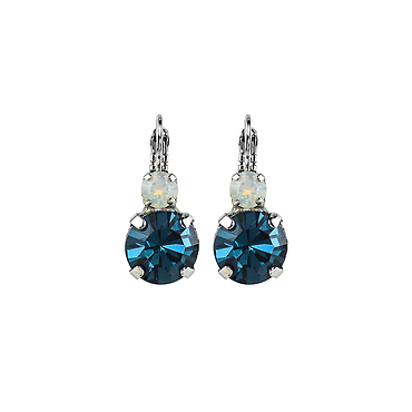 Lovable Double Stone Leverback Earrings in \"Mood Indigo\" - Rhodi