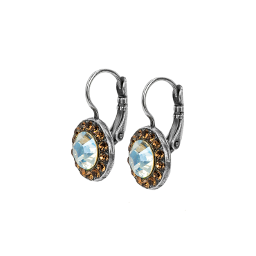 Lovable Pave Leverback Earrings in \"Champagne & Caviar\" - Antiqu